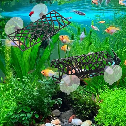 2 Pcs Betta Fish Toys, Betta Fish Tank Accessories, Aquarium Decor Swim Tube Hollow Cave Tunnel Hammock Hideout Shelter Toy with 4 Pcs Suction Cups for Guppies Small Fishes Shrimp (Black) in Saudi Arabia