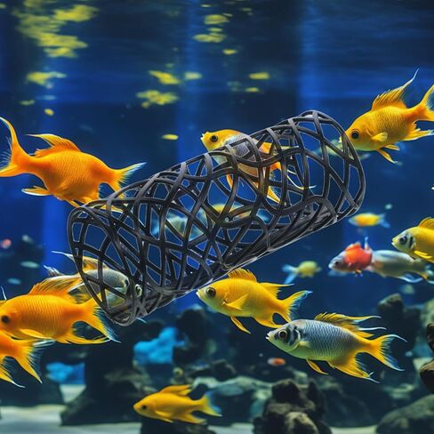 2 Pcs Betta Fish Toys, Betta Fish Tank Accessories, Aquarium Decor Swim Tube Hollow Cave Tunnel Hammock Hideout Shelter Toy with 4 Pcs Suction Cups for Guppies Small Fishes Shrimp (Black) in Saudi Arabia