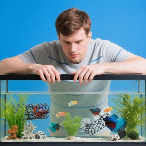 2 Pcs Betta Fish Toys, Betta Fish Tank Accessories, Aquarium Decor Swim Tube Hollow Cave Tunnel Hammock Hideout Shelter Toy with 4 Pcs Suction Cups for Guppies Small Fishes Shrimp (Black) in Saudi Arabia