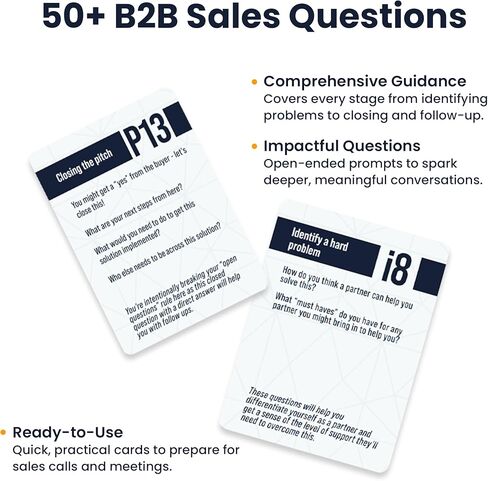 سطح المبيعات النهائي Deck: Master B2B Sales Discovery مع كتاب Pocket Playbook | ماذا تسأل وكيف تسألها | أسئلة للمساعدة في التأهل ، الملعب ، طلب الاعتراضات والإغلاق in Saudi Arabia
