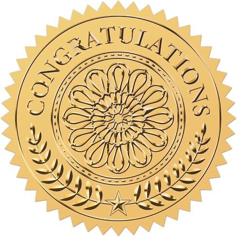 CRASPIRE Congratulations Gold Foil Embossed Stickers Flower Olive Leaf Star 2" Self Adhesive Envelopes Certificate Award Seals Round Sticker for Wedding Invitation Graduation Gift Wrapping Decor in Saudi Arabia