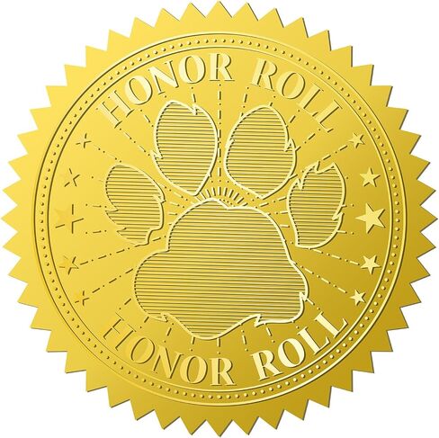 CRASPIRE 408PCS DOG PAW PRINT GOLD رقائق الذهب ملصقات منقوشة 2 "شرف لفة الأظرف اللاصقة الأختام مستديرة لدعوة الزفاف شهادات الشركات الدبلومات ديكور التغليف in Saudi Arabia