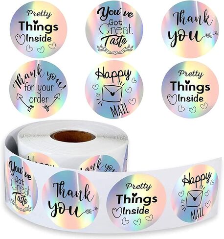 500pcs Thank Stickers Adhesive Label Sticker for Small Package, Wedding Gift Wraps, Mailers (Color: V) in Saudi Arabia