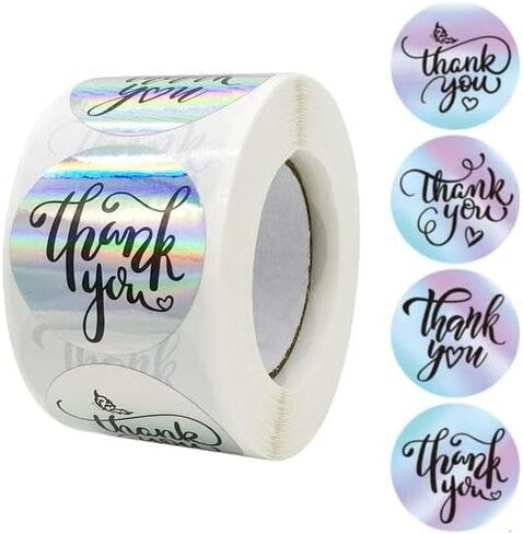 500pcs Thank Stickers Adhesive Label Sticker for Small Package, Wedding Gift Wraps, Mailers (Color: V) in Saudi Arabia