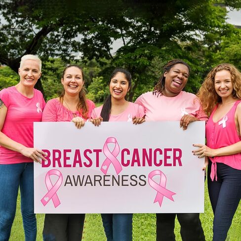 Qilery 100 Pcs Pink Ribbon Cutouts Large Breast Cancer Awareness Paper Ribbons 8 Inch Pink Ribbon Support Cards for Women Charity Public Social Event Welfare Decorations Supplies, 4 Styles in Saudi Arabia