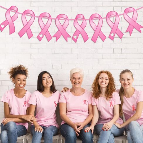 Qilery 100 Pcs Pink Ribbon Cutouts Large Breast Cancer Awareness Paper Ribbons 8 Inch Pink Ribbon Support Cards for Women Charity Public Social Event Welfare Decorations Supplies, 4 Styles in Saudi Arabia
