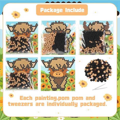 زاوية الدانتيلان Safari Safari موضوع DIY POM POM ART مجموعة للأطفال من العمر 3-6 سنوات 3 قطع - الفنون والحرف المرح in Saudi Arabia
