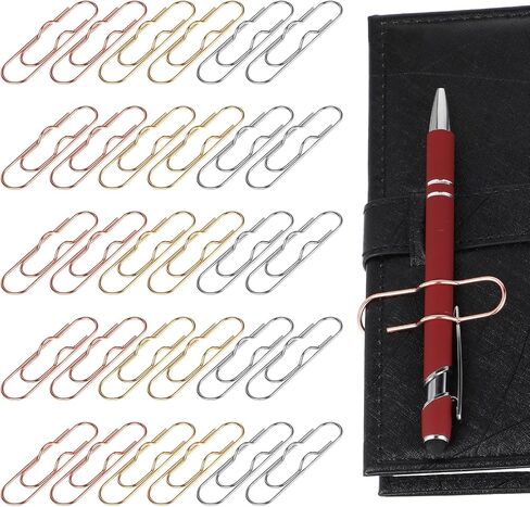 30 Pack Stainless Steel Pen Clips, Metal Holder For Notebooks, Journals, Clipboard, Travelers Notebook, Paper Accessories In Gold, Silver, Rose Gold, 2.76 x 0.78 Inches in Saudi Arabia