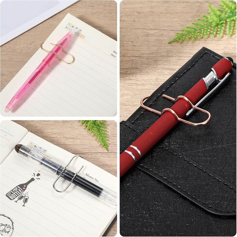 30 Pack Stainless Steel Pen Clips, Metal Holder For Notebooks, Journals, Clipboard, Travelers Notebook, Paper Accessories In Gold, Silver, Rose Gold, 2.76 x 0.78 Inches in Saudi Arabia