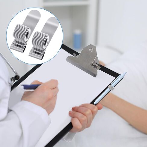 4PCS Metal Pen Clip for Notebook, Clipboard Pencil Holder Retractable Spring Loop Pen Holder, Adjustable Silver Pencil Holders Attachments Set in Saudi Arabia