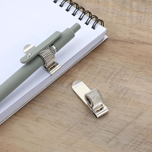 4PCS Metal Pen Clip for Notebook, Clipboard Pencil Holder Retractable Spring Loop Pen Holder, Adjustable Silver Pencil Holders Attachments Set in Saudi Arabia