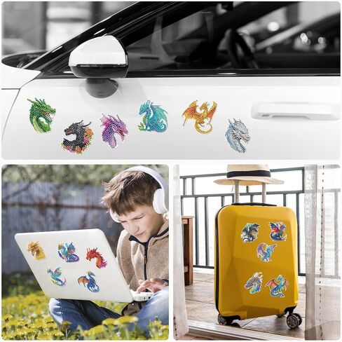 Diamond Art Refrigerator Magnet - Small Diamond Painting Kit Naughty Black Cats with Green Potted Plants, Rhinestone Gem Art Magnets Kit for Adult Women (16 Pcs) in Saudi Arabia