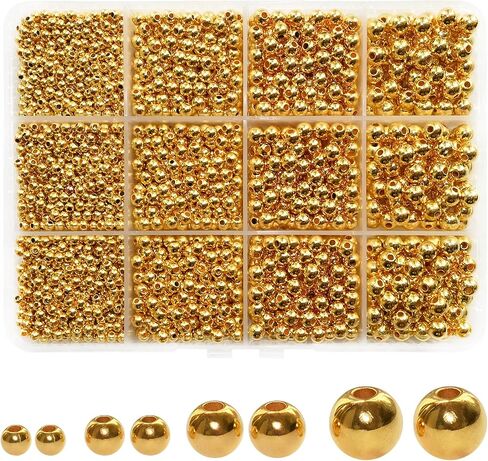 مجموعة 1500pcs حبات الفواصل الذهبية ، حبات ذهبية مستديرة مستديرة لصنع المجوهرات سوار in Kuwait