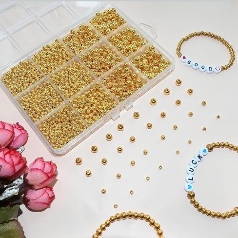 مجموعة 1500pcs حبات الفواصل الذهبية ، حبات ذهبية مستديرة مستديرة لصنع المجوهرات سوار in Kuwait