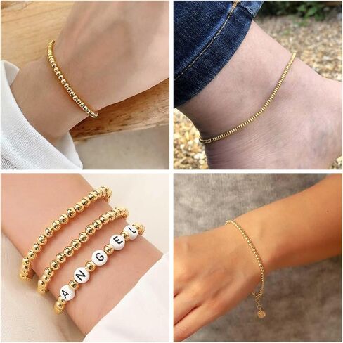 مجموعة 1500pcs حبات الفواصل الذهبية ، حبات ذهبية مستديرة مستديرة لصنع المجوهرات سوار in Kuwait
