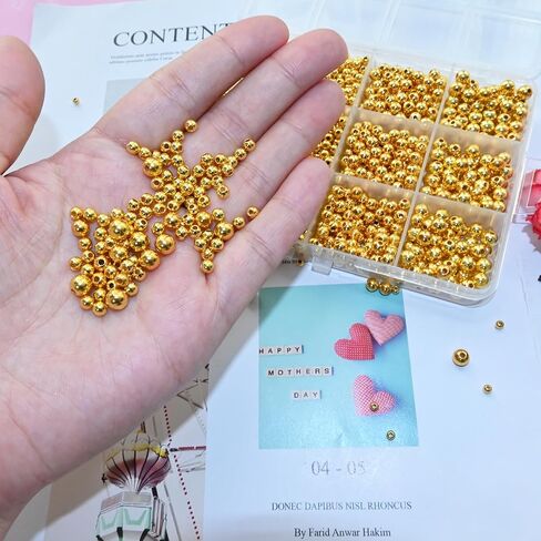 مجموعة 1500pcs حبات الفواصل الذهبية ، حبات ذهبية مستديرة مستديرة لصنع المجوهرات سوار in Kuwait