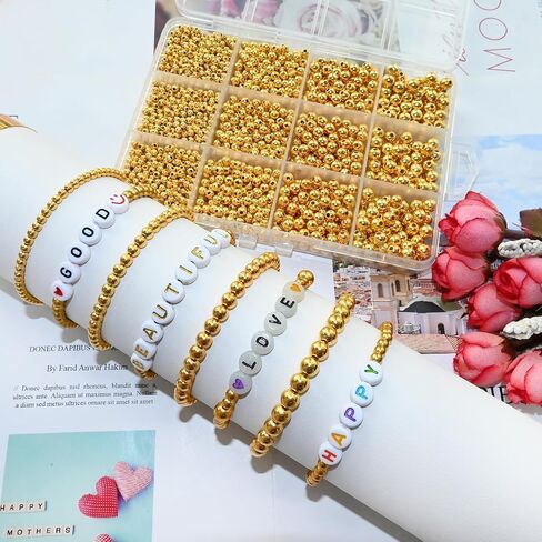 مجموعة 1500pcs حبات الفواصل الذهبية ، حبات ذهبية مستديرة مستديرة لصنع المجوهرات سوار in Kuwait