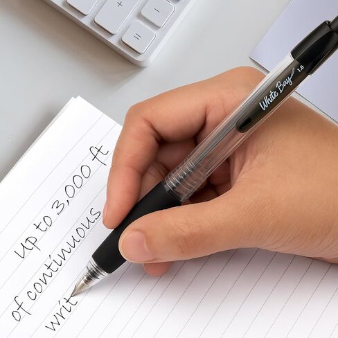 White Bay Retractable Proper Pens Ink Black Poins ، Media Point (1mm) ، 18 pack in Saudi Arabia