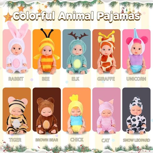 10 أجهزة كمبيوتر 4 بوصة من دمى Mini Dolls - دمى الطفل من جديد مع عيون مختلطة (5 مفتوحة و 5 مغلقة) بما في ذلك ملابس الحيوانات المصنوعة يدويًا ، هدية عيد الفصح عيد الميلاد للأطفال من عمر 3 سنوات in Saudi Arabia