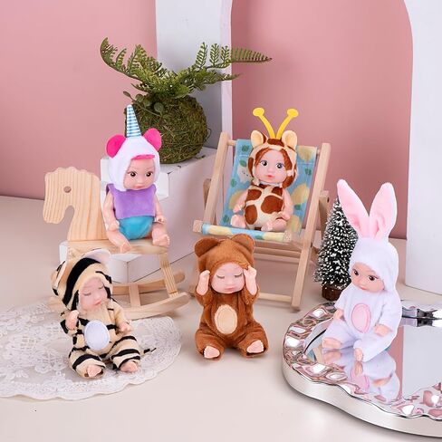 10 أجهزة كمبيوتر 4 بوصة من دمى Mini Dolls - دمى الطفل من جديد مع عيون مختلطة (5 مفتوحة و 5 مغلقة) بما في ذلك ملابس الحيوانات المصنوعة يدويًا ، هدية عيد الفصح عيد الميلاد للأطفال من عمر 3 سنوات in Saudi Arabia