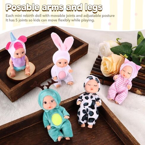 10 أجهزة كمبيوتر 4 بوصة من دمى Mini Dolls - دمى الطفل من جديد مع عيون مختلطة (5 مفتوحة و 5 مغلقة) بما في ذلك ملابس الحيوانات المصنوعة يدويًا ، هدية عيد الفصح عيد الميلاد للأطفال من عمر 3 سنوات in Saudi Arabia