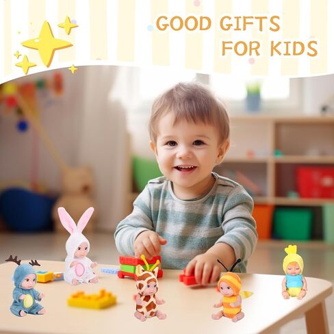 10 أجهزة كمبيوتر 4 بوصة من دمى Mini Dolls - دمى الطفل من جديد مع عيون مختلطة (5 مفتوحة و 5 مغلقة) بما في ذلك ملابس الحيوانات المصنوعة يدويًا ، هدية عيد الفصح عيد الميلاد للأطفال من عمر 3 سنوات in Saudi Arabia