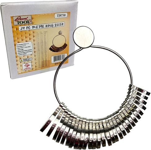 أداة قياس حلقة الفولاذ المقاوم للصدأ | الأحجام 1-15 مع نصف أحجام الزيادة المتاحة | 29 قطعة ثقيلة مع عرض 3 مم | رائع للمجوهرات المحترفين ومشاريع DIY in Kuwait