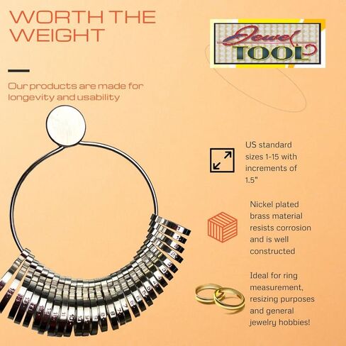 أداة قياس حلقة الفولاذ المقاوم للصدأ | الأحجام 1-15 مع نصف أحجام الزيادة المتاحة | 29 قطعة ثقيلة مع عرض 3 مم | رائع للمجوهرات المحترفين ومشاريع DIY in Kuwait