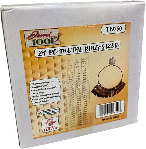 أداة قياس حلقة الفولاذ المقاوم للصدأ | الأحجام 1-15 مع نصف أحجام الزيادة المتاحة | 29 قطعة ثقيلة مع عرض 3 مم | رائع للمجوهرات المحترفين ومشاريع DIY in Kuwait