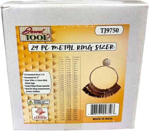 أداة قياس حلقة الفولاذ المقاوم للصدأ | الأحجام 1-15 مع نصف أحجام الزيادة المتاحة | 29 قطعة ثقيلة مع عرض 3 مم | رائع للمجوهرات المحترفين ومشاريع DIY in Kuwait