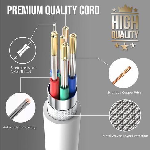 6FT USB A to USB C Cable, 60W Fast Charging Cable Compatible with iPhone 17/17 Pro Max/16/16e/16 Plus/15 Pro Max, Samsung Galaxy S24/S23/S22/S21 Ultra, iPad Gen 4/5/6, CarPlay, White in Kuwait