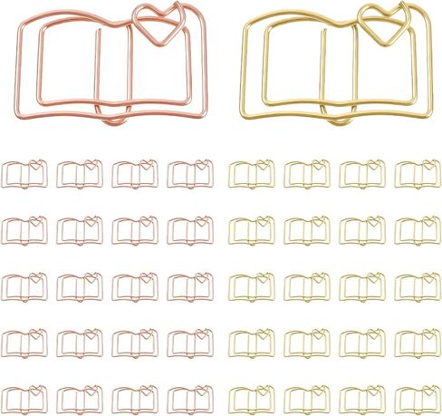 MOLAIN 40PCS كتاب مقاطع الورق اللطيفة ، مجموعة مرح الذهب والذهبية المرح ، مقطع كتاب زخرفي للمدرسة لوازم الزفاف ديكور الزفاف 1.18x0.79in in Saudi Arabia