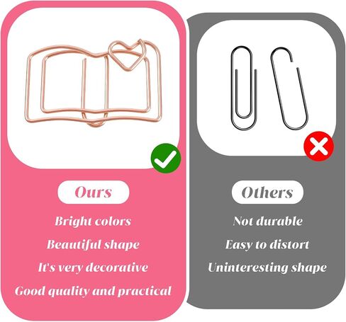 MOLAIN 40PCS كتاب مقاطع الورق اللطيفة ، مجموعة مرح الذهب والذهبية المرح ، مقطع كتاب زخرفي للمدرسة لوازم الزفاف ديكور الزفاف 1.18x0.79in in Saudi Arabia