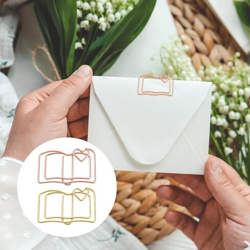 MOLAIN 40PCS كتاب مقاطع الورق اللطيفة ، مجموعة مرح الذهب والذهبية المرح ، مقطع كتاب زخرفي للمدرسة لوازم الزفاف ديكور الزفاف 1.18x0.79in in Saudi Arabia