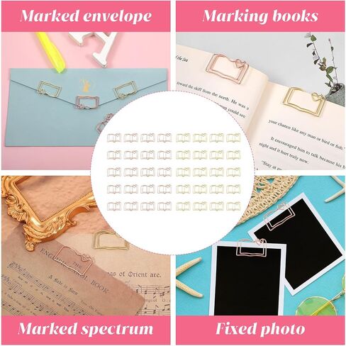 MOLAIN 40PCS كتاب مقاطع الورق اللطيفة ، مجموعة مرح الذهب والذهبية المرح ، مقطع كتاب زخرفي للمدرسة لوازم الزفاف ديكور الزفاف 1.18x0.79in in Saudi Arabia