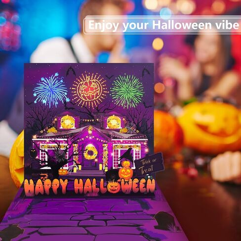 Halloween card，with firework light and music, 3D pop-up halloween card for Kids, Friend, Boyfriend, Girlfriend, Husband, Him, Women，Halloween Holiday Cards (Purple) in Saudi Arabia