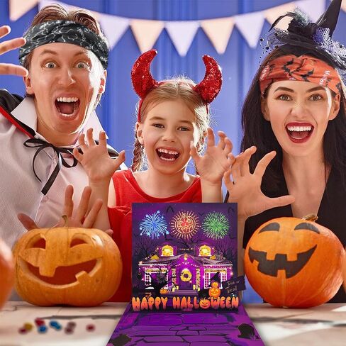 Halloween card，with firework light and music, 3D pop-up halloween card for Kids, Friend, Boyfriend, Girlfriend, Husband, Him, Women，Halloween Holiday Cards (Purple) in Saudi Arabia