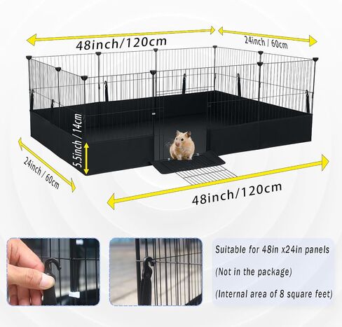 بطانة قفص خنزير غينيا مع خطاف واحد وتصميم الباب المفتوح ، 48 "L × 24" W ، قاع القماش القابل للتسوية المقاوم للماء ، لشبكة C&C ، بطانة القنفذ الأرنب ، الأسود in Saudi Arabia