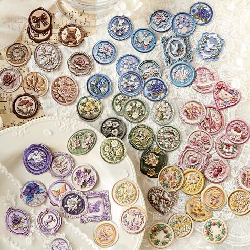 ملصقات ختم الشمع الجسدية ، 120 PCS Paper Wax Stamp Sttser Orgles ، ملصقات ختم مغلف للاصطانة الذاتية لبطاقة دعوة حفل الزفاف in Saudi Arabia