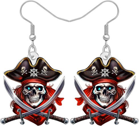 هدايا مجوهرات قرصان لطيفة للنساء أقراط جمجمة قرصان أكريليك مضحكة متدلية ساحرة للمهرجانات للفتيات المراهقات in Kuwait