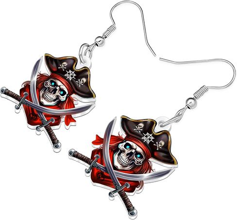 هدايا مجوهرات قرصان لطيفة للنساء أقراط جمجمة قرصان أكريليك مضحكة متدلية ساحرة للمهرجانات للفتيات المراهقات in Kuwait