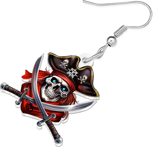 هدايا مجوهرات قرصان لطيفة للنساء أقراط جمجمة قرصان أكريليك مضحكة متدلية ساحرة للمهرجانات للفتيات المراهقات in Kuwait