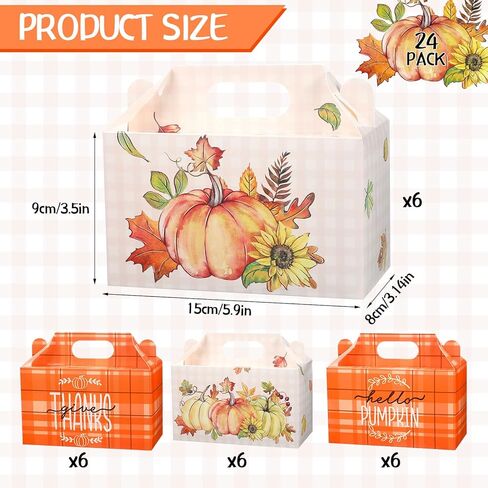 Pasimy 24 Fall Party Candy Candy Boxes حفلة عيد الشكر صناديق الخريف حصاد اليقطين Maple Leac in Kuwait