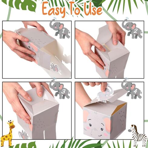 Outus 48 Pcs Safari Animal Party Favor Boxes Safari Party Decorations Jungle Animal Candy Goodie Treat Gift Boxes for Birthday Baby Shower Decorations Supplies in Saudi Arabia