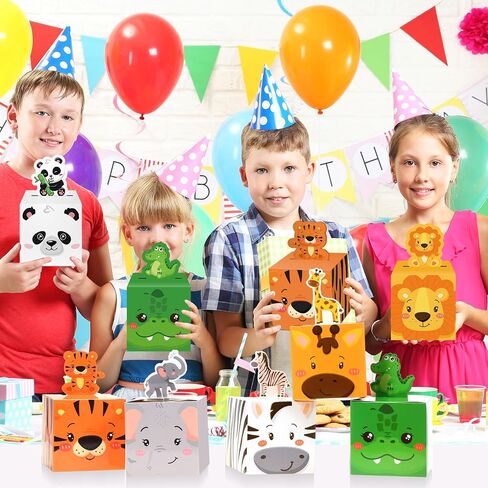 Outus 48 Pcs Safari Animal Party Favor Boxes Safari Party Decorations Jungle Animal Candy Goodie Treat Gift Boxes for Birthday Baby Shower Decorations Supplies in Saudi Arabia