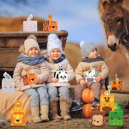 Outus 48 Pcs Safari Animal Party Favor Boxes Safari Party Decorations Jungle Animal Candy Goodie Treat Gift Boxes for Birthday Baby Shower Decorations Supplies in Saudi Arabia