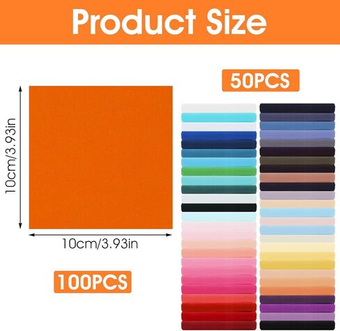 Fabric Squares, 100 Pcs 4 x 4 Inch Solid Color Quilt Fabric Scraps Color Bundles Patchwork Sewing Craft Precut Scrap for DIY Art Crafts Sewing Projects Making Supplies in Saudi Arabia