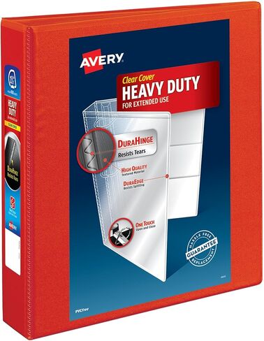 Avery® Heavy-Duty View 3-Ring Binder With Locking One-Touch EZD™ Rings, 1 1/2" D-Rings, Red in Saudi Arabia