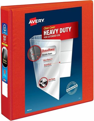Avery® Heavy-Duty View 3-Ring Binder With Locking One-Touch EZD™ Rings, 1 1/2" D-Rings, Red in Saudi Arabia