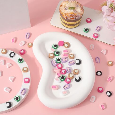 Sunnyclue 1 Box 96pcs 8 أنماط Cabochons Cabochons Mini Resin Charms Flatback Cartoon Animal Cat Rabbit Bear Pink Gein in Saudi Arabia